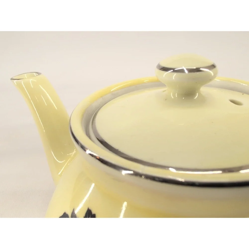 Hall Teapot Yellow Red Poppy Vintage Superior Quality Kitchenware Made in USA